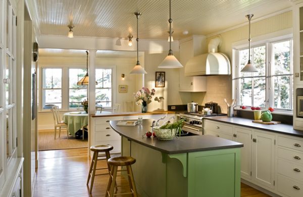 красива студена висулка светлини в кухнята кухня остров очарова зелено