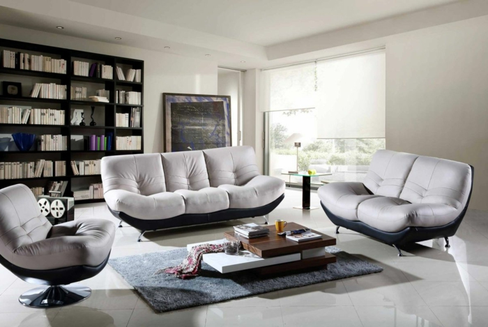όμορφο καναπέ μοντέρνο σαλόνι δημιουργήθηκε γκρι χαλί