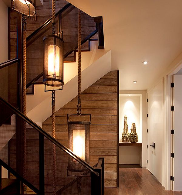 gražios sienelės dizaino idėjos medinės plokštės laiptai