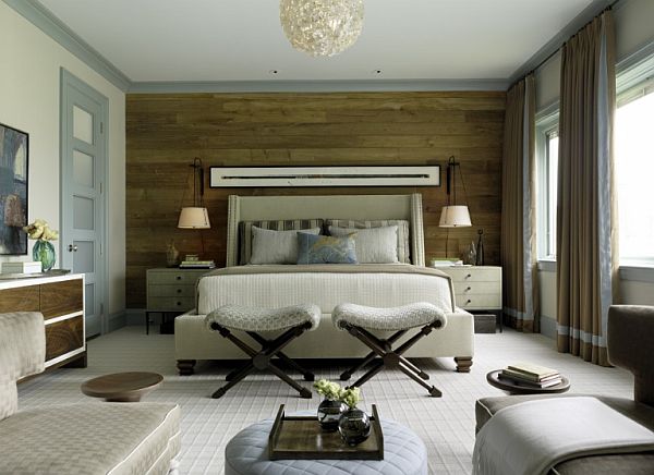 smukke væg design ideer soveværelse træ tøj