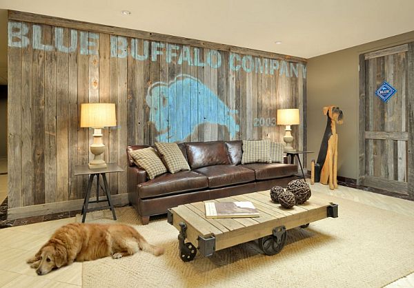 Gražus sienų dizaino idėjas, gyvenamasis kambarys, dažymo odinė sofa