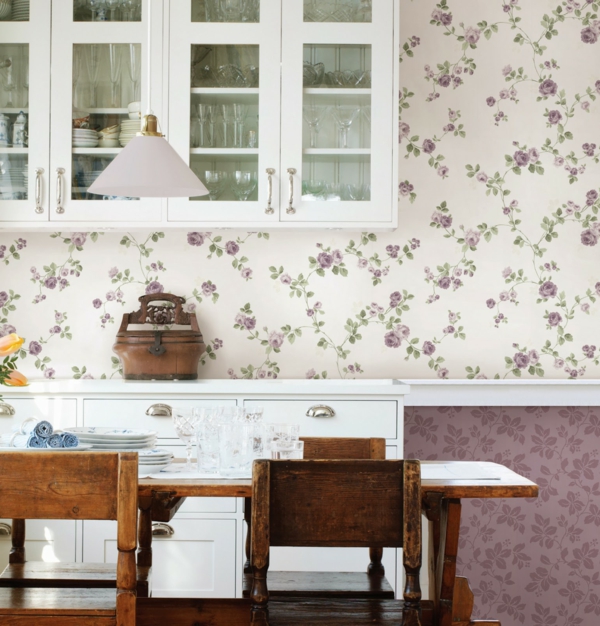 beautiful wall design rose wallpaper dining room