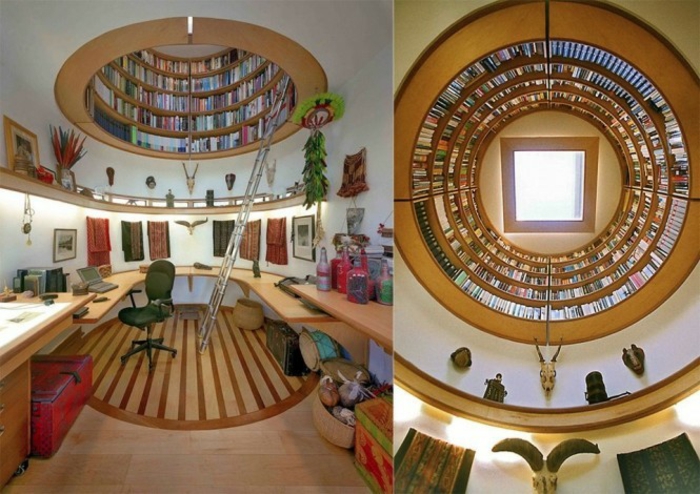 красиви идеи за живот луксозна стая за обучение с библиотека