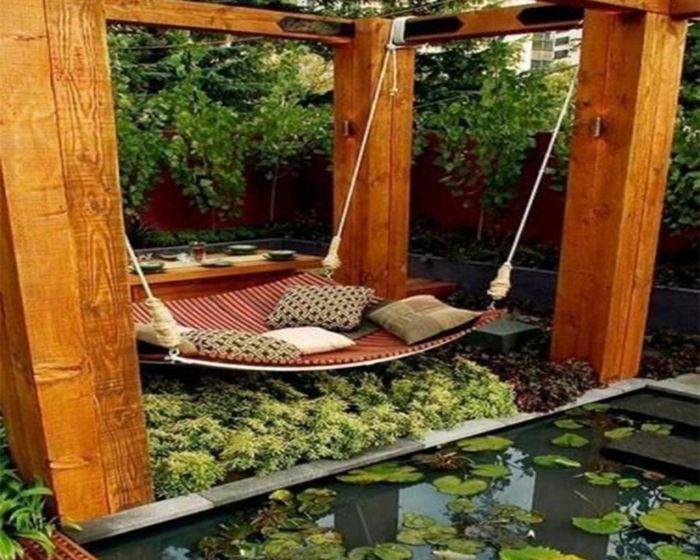 hermosas ideas de vida jardín de jardín japonés de lujo swing madera