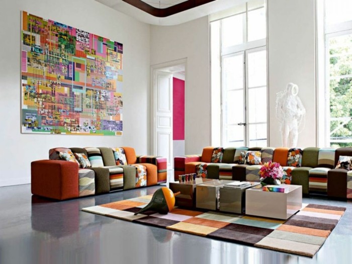 美丽的客厅彩色地毯美丽的墙面装饰