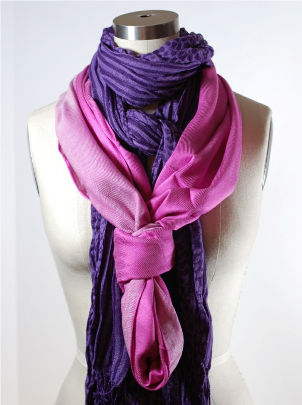 围巾搭配技术布领带想法紫色粉红色