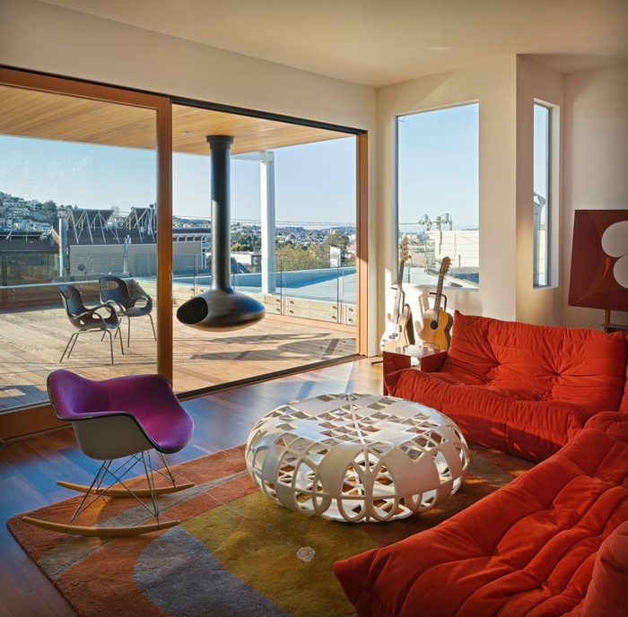 gyngestole design lilla stue oprettet orange sofaer