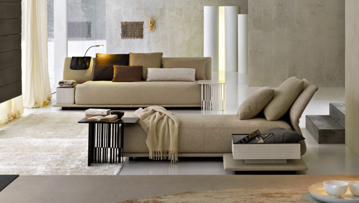 沙发床真皮软垫家具座位现代客厅的想法