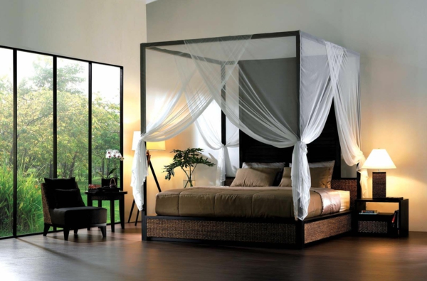 soveværelse design moderne elegante baldakin