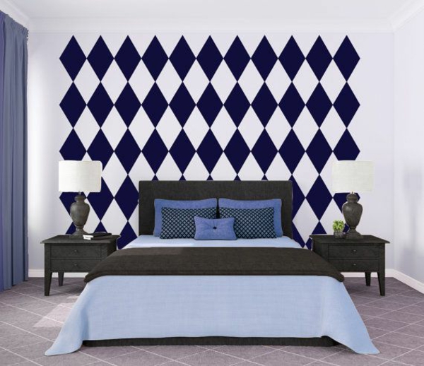 patrón geométrico de diseño de pared de dormitorio
