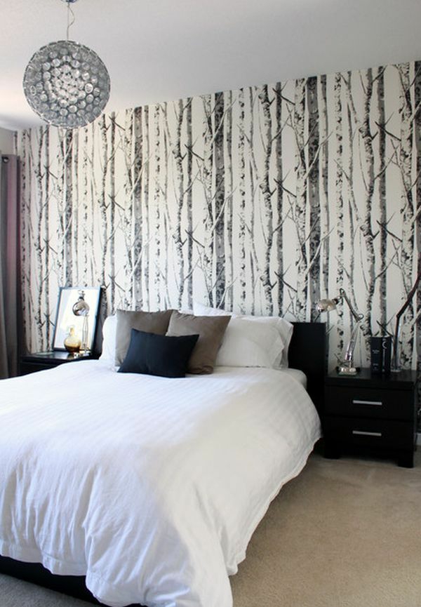 Dormitorio Dormitorio Pared Diseño Papel tapiz Bosque Inspiración