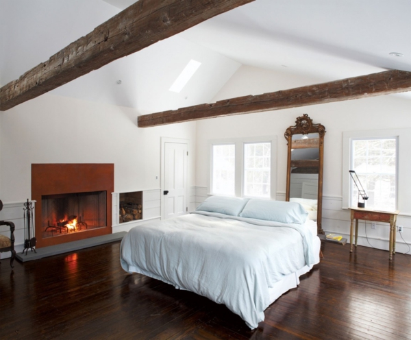 bedroom design shabby chic simple fireplace