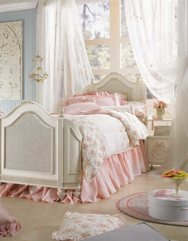 спалня дизайн изтъркан шикозен стил женски