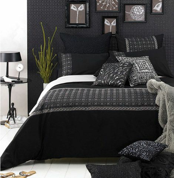 ideas de diseño de dormitorio cama negra