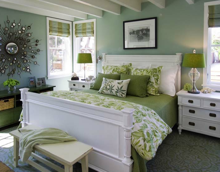 υπνοδωμάτιο έπιπλα ιδέες επισκέπτης κρεβατοκάμαρα πράσινο διακόσμηση τοίχων
