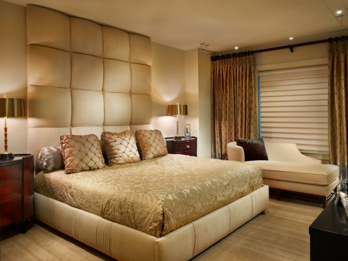 υπνοδωμάτιο παρέχουν κομψό χώρο ύπνου σε χρυσές αποχρώσεις