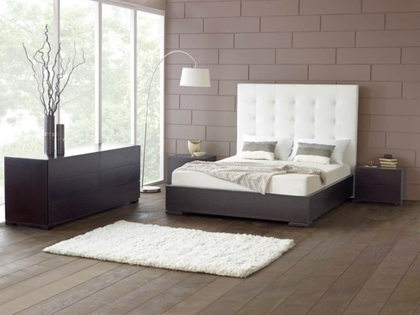 卧室家具的想法软垫床木地板床地毯