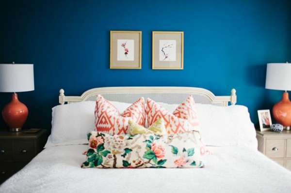 卧室家居装饰墙漆蓝色