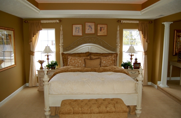 卧室室内设计理念墙壁漆的棕色窗帘的想法