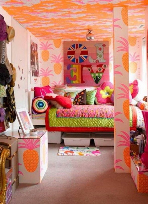 חדר השינה צבעים צבעוניים מוטיבים