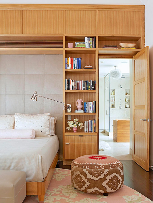 ložnice barvy neutrální dřevěný nábytek