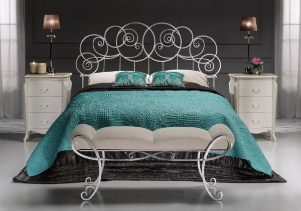 soveværelse design metal seng bænk seng polstret soveværelse møbler ideer