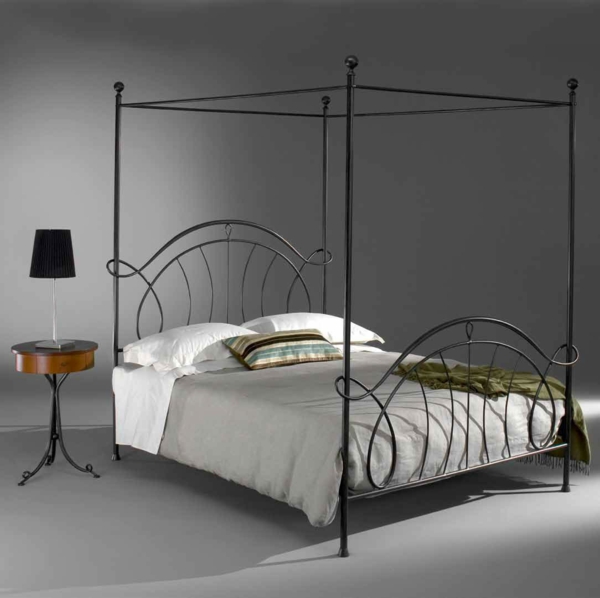 soveværelse design metal seng sengelinned smedejern vintage design runde sidebord sengebord lampe ambar muebles