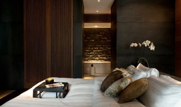 miegamojo idėjos elegantiškas viešbučio stiliaus miegamasis