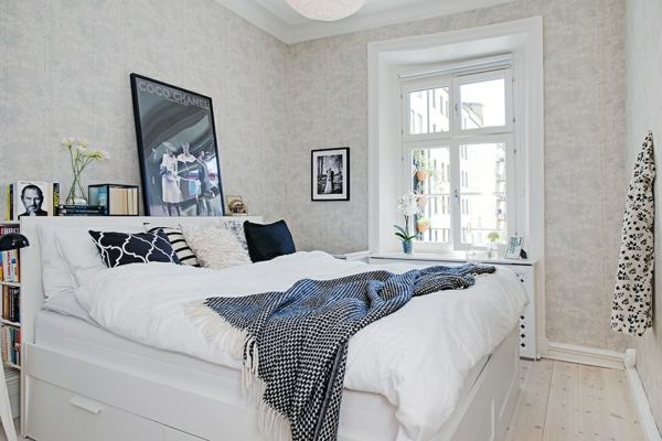 חדר השינה רעיונות סקנדינבית בסגנון המיטה קישוט הקיר רעיונות