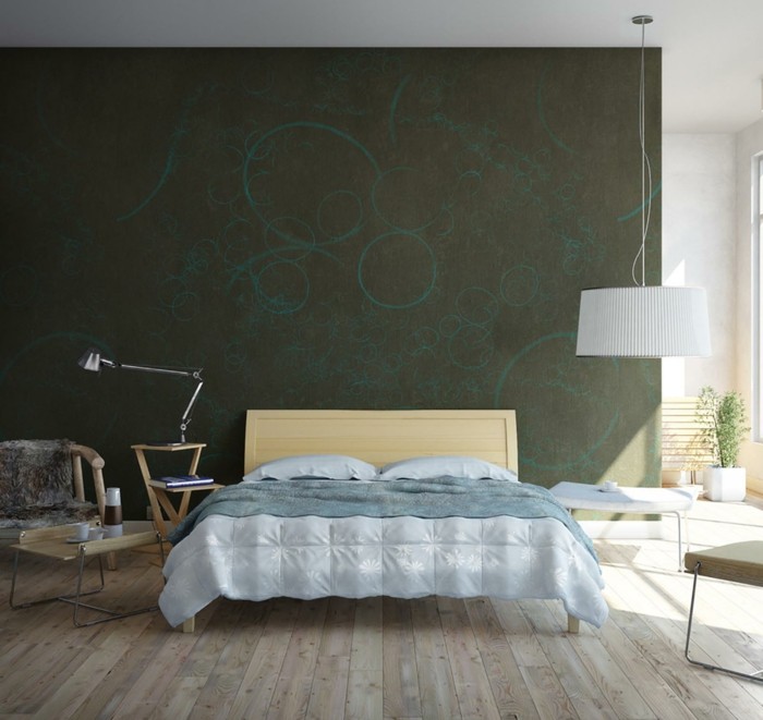 υπνοδωμάτιο ιδέες διακόσμηση τοίχου φανταχτερό προφορά τοίχο ξύλινο πάτωμα