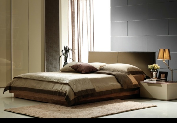 dormitorio completamente moderno, moderno, marrón