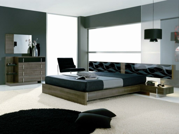dormitorio completamente auspiciosamente diseñado gris