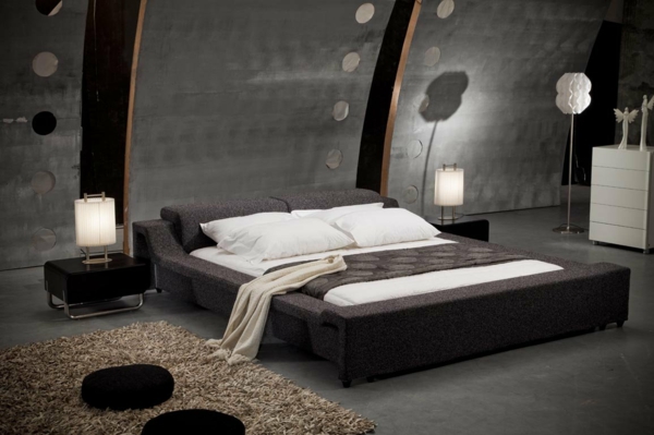 dormitorio nueva moda estilo industrial óptica metálica alfombra de pelo alto