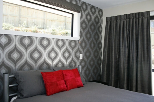 dormitorio habitación pared forma wallpaper gris gris