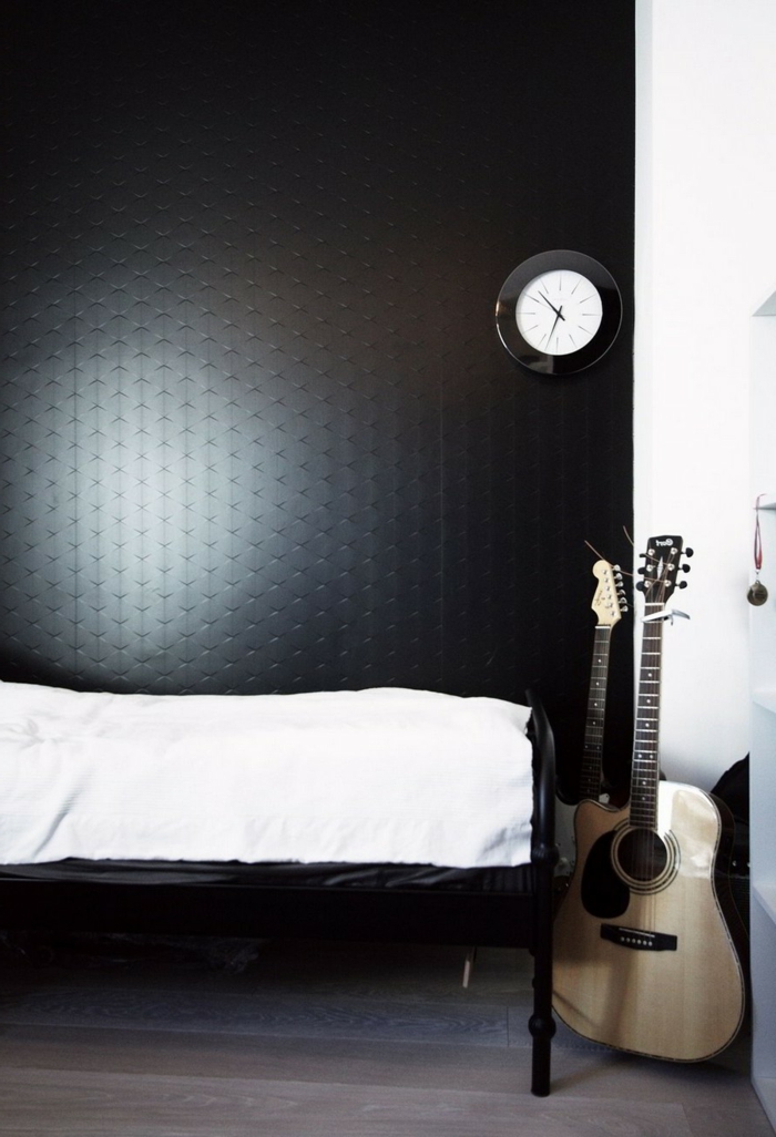 卧室黑色生活想法吉他