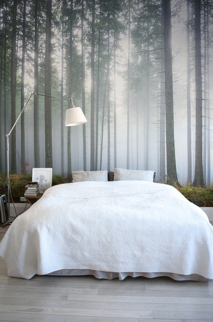 أفكار خلفية غرفة نوم نمط الغابات المنزل الداخلية
