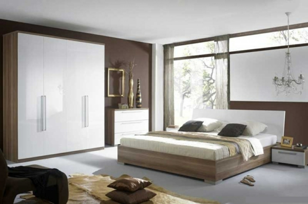 υπνοδωμάτιο τοίχο χρώμα καφέ γήινα χρώματα ξύλο φυσικά υλικά