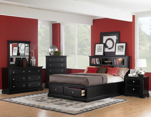 υπνοδωμάτιο τοίχο χρώμα σκούρο κόκκινο ρομαντικό υπνοδωμάτιο ζεστό χρώμα σχέδιο