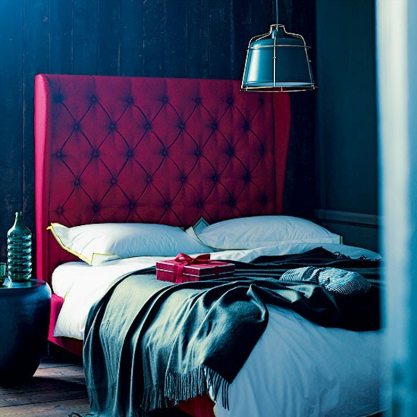soveværelse møbler dekorere deco ideer fløjl hovedgærde