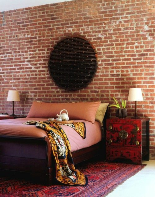 pared de ladrillo rústico de forma de pared de dormitorio
