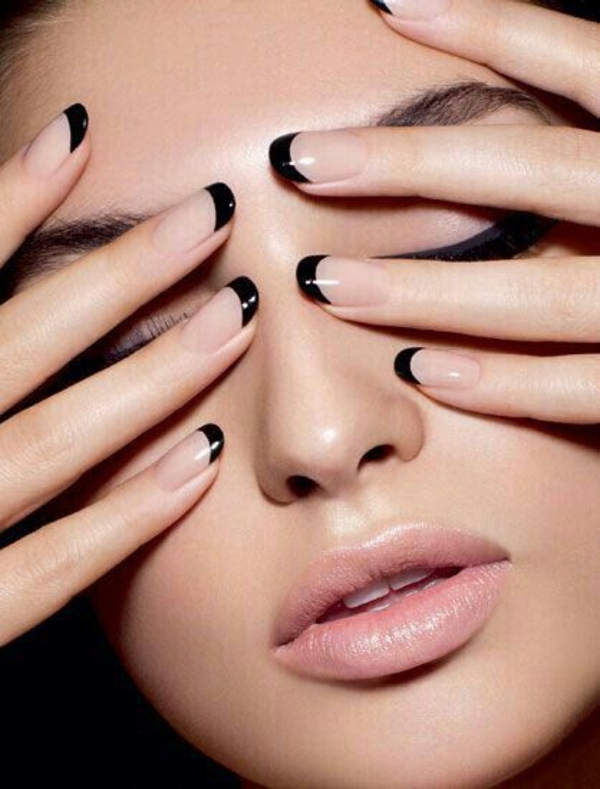 eenvoudige nagels franse nagels foto's zwarte vingernagels foto's
