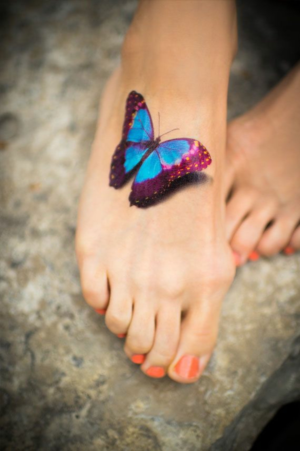 πεταλούδα τατουάζ έννοια 3d χρωματισμένο