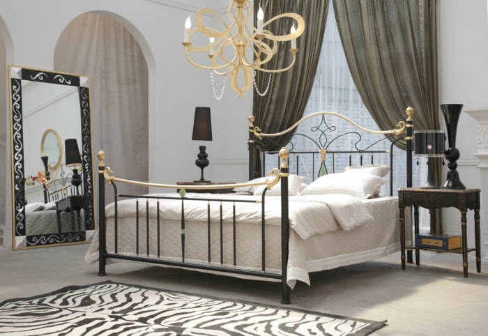 cama de hierro forjado oro estilo colonial lujo