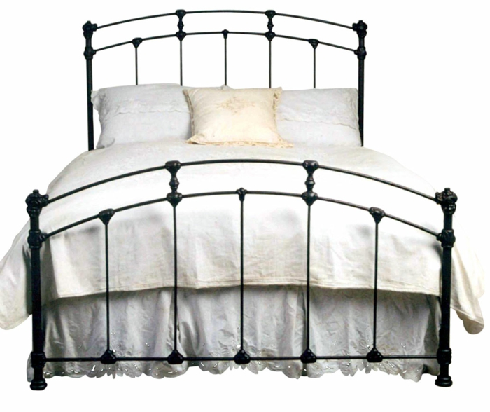 laca negra de la cama del diseño del vintage del hierro labrado
