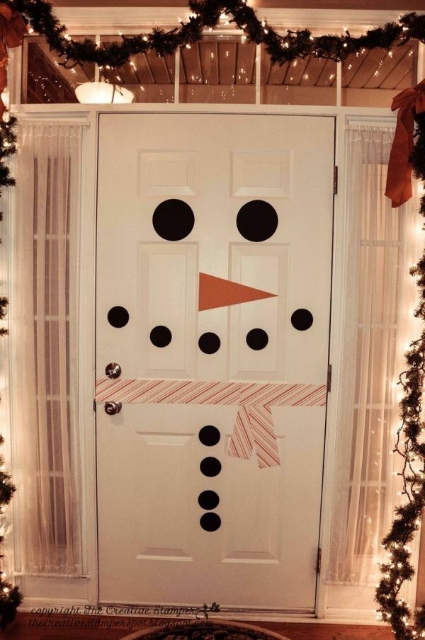 sněhulák dekorace přední dveře dekoideen