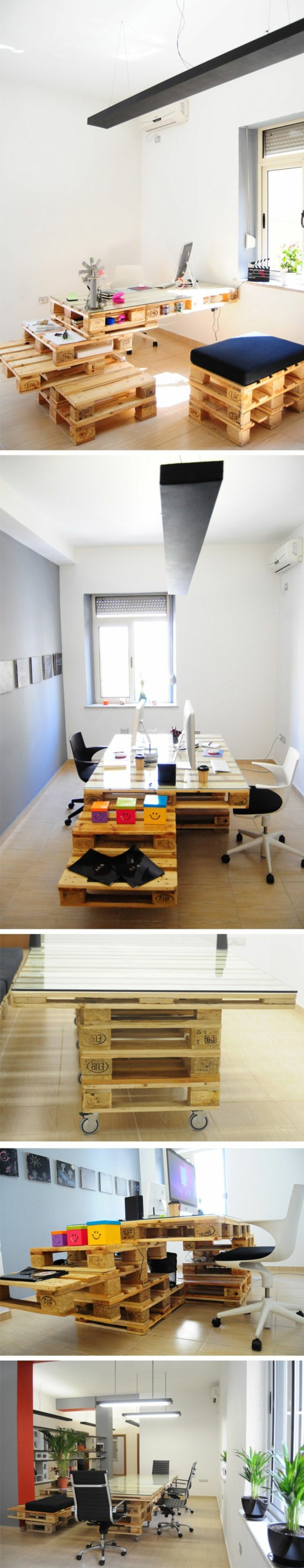 бюро изграждане себе си DIY офис дървени палети hypeness.com.br