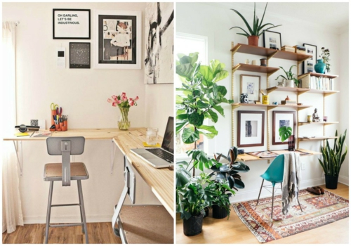 办公桌建立自己DIY办公室的想法天然木材明亮