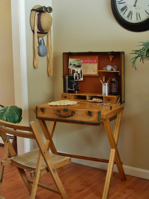 бюро изграждане себе си домашен офис дървена кутия DIY идеи дървена сгъваема маса сгъваем стол