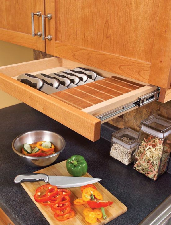 laatikko järjestely keittiö ideoita veitsi puinen keittiö