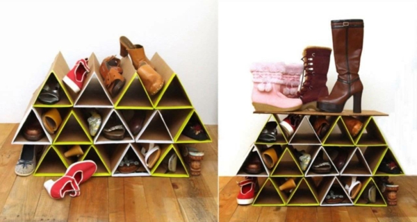 shoe rack build yourself idea carton triangles make yourself